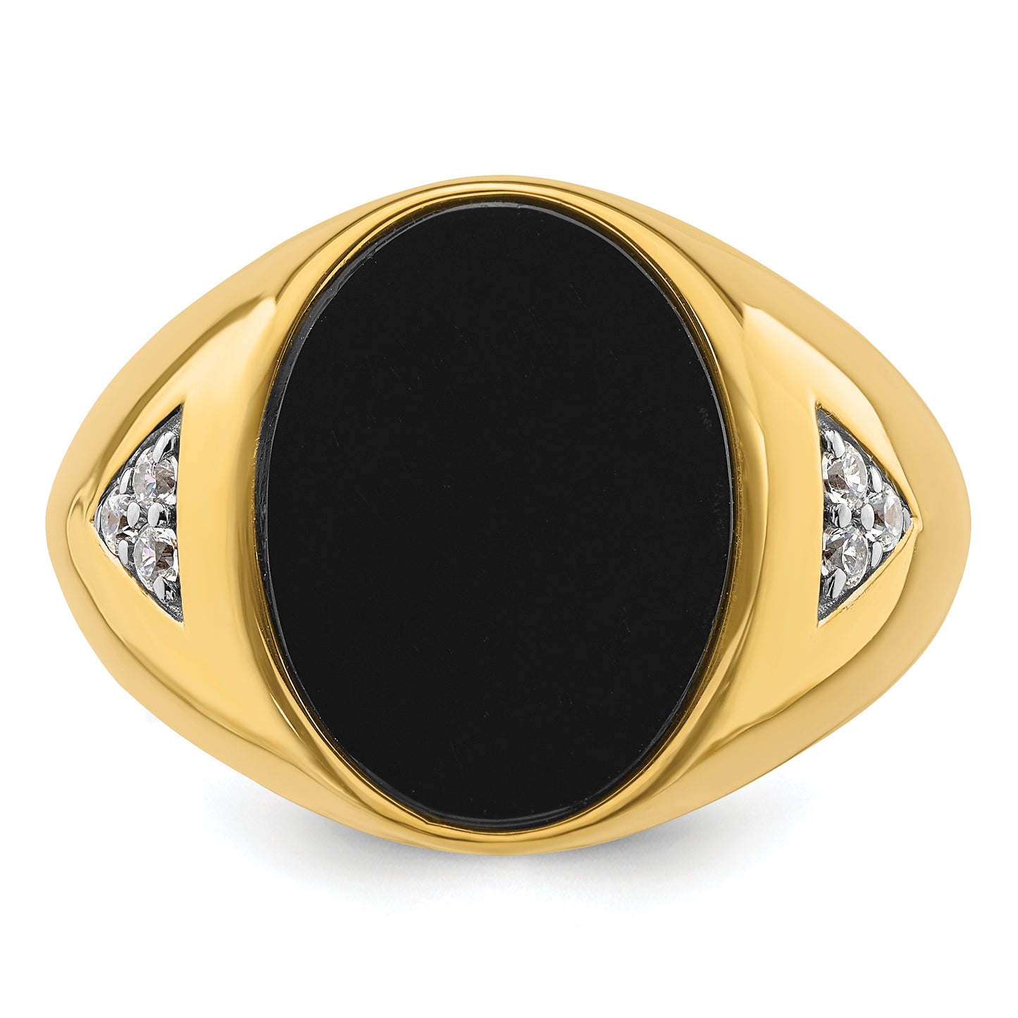 14k Yellow Gold 1/6 Ct. Lab Grown Diamond VS/SI+ G+ and Onyx Men's Ring