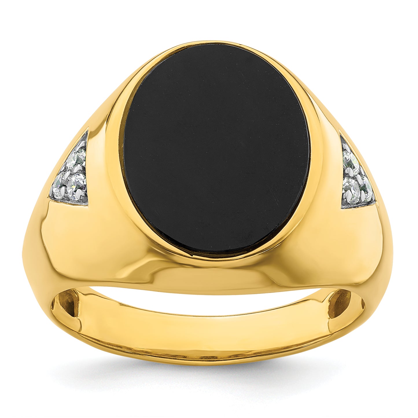 14k Yellow Gold 1/6 Ct. Lab Grown Diamond VS/SI+ G+ and Onyx Men's Ring