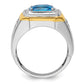 14k Two-Tone 3/4 Ct. Lab Grown Diamond VS/SI+ G+ and Blue Topaz Men's Ring