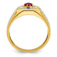 14k Yellow Gold 5/8 Ct. Lab Grown Diamond VS/SI+ G+ and Created Ruby Men's Ring