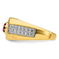 14k Yellow Gold 5/8 Ct. Lab Grown Diamond VS/SI+ G+ and Created Ruby Men's Ring