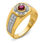 14k Yellow Gold 5/8 Ct. Lab Grown Diamond VS/SI+ G+ and Created Ruby Men's Ring