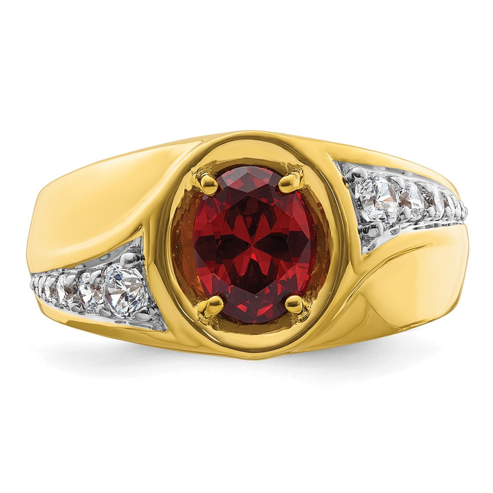 14k Yellow Gold 3/8 ct Lab Grown Dia VS/SI+ G+ & Cr Ruby Complete Men's Ring