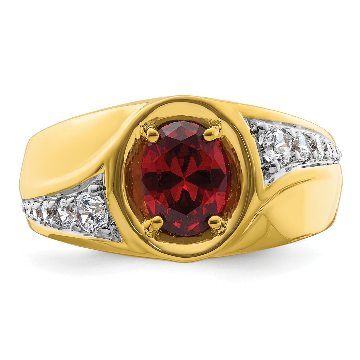 14k Yellow Gold 3/8 Ct. Lab Grown Diamond VS/SI+ G+ and Created Ruby Men's Ring