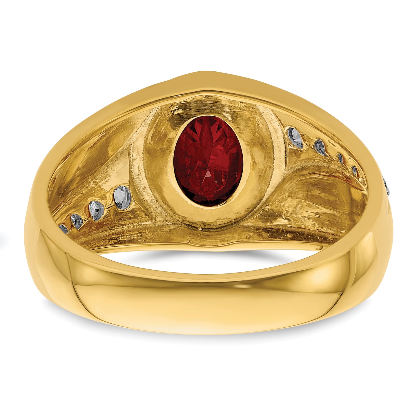 14k Yellow Gold 3/8 Ct. Lab Grown Diamond VS/SI+ G+ and Created Ruby Men's Ring