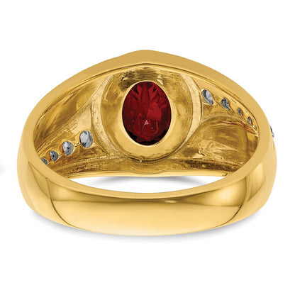 14k Yellow Gold 3/8 ct Lab Grown Dia VS/SI+ G+ & Cr Ruby Complete Men's Ring
