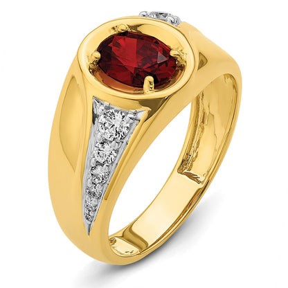 14k Yellow Gold 3/8 ct Lab Grown Dia VS/SI+ G+ & Cr Ruby Complete Men's Ring