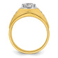 14k Two-tone Two Tone 1/5 Ct. Lab Grown Diamond VS/SI+ G+ 1 Ct. Center Round Polished and Satin Men's Ring