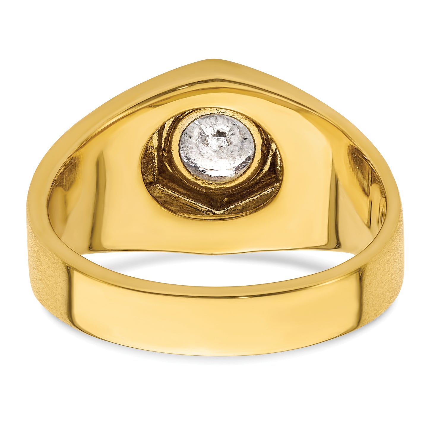 14k Two-tone Two Tone 1/5 Ct. Lab Grown Diamond VS/SI+ G+ 1 Ct. Center Round Polished and Satin Men's Ring