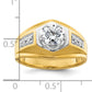 14k Two-tone Two Tone 1/5 Ct. Lab Grown Diamond VS/SI+ G+ 1 Ct. Center Round Polished and Satin Men's Ring