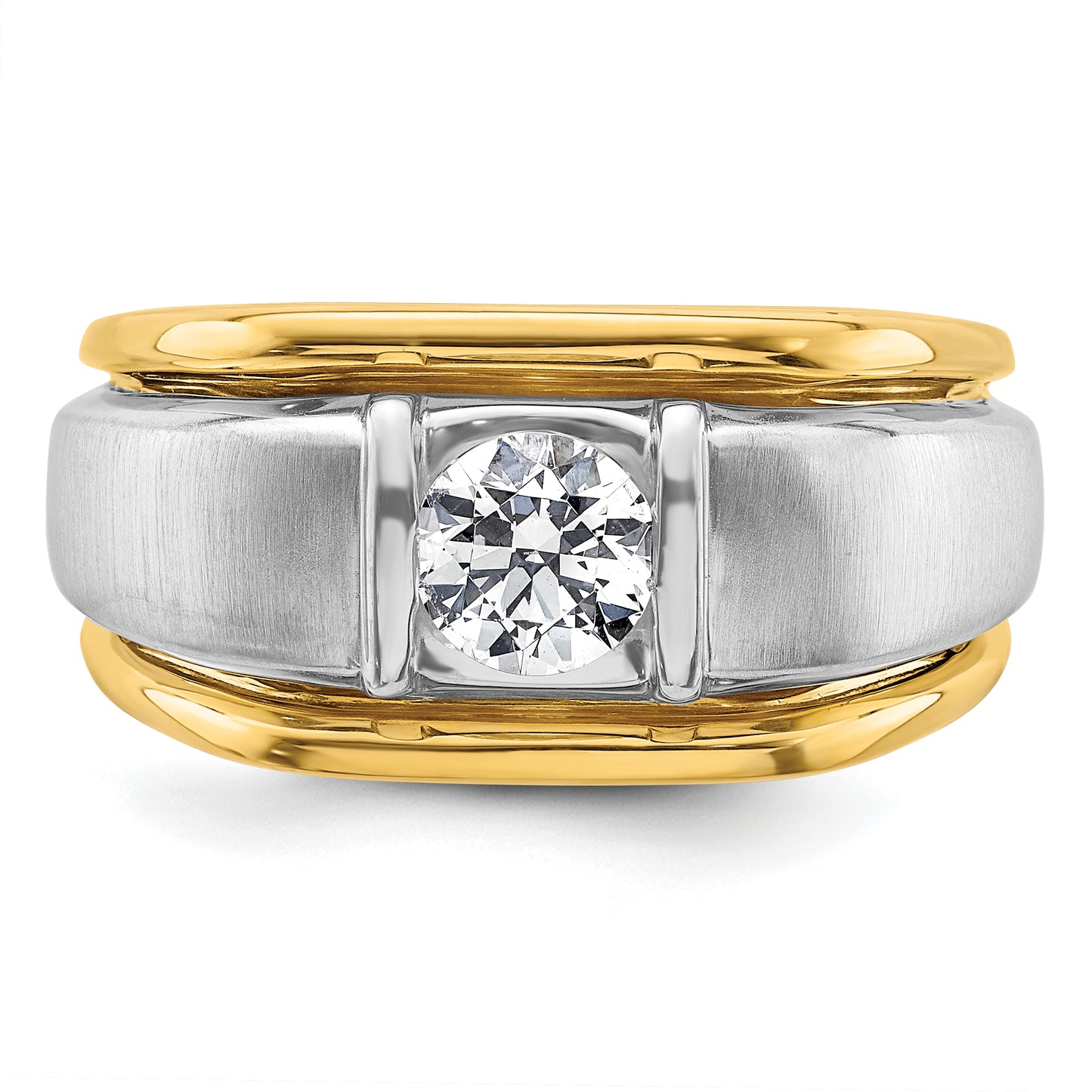 14k Two-tone Two Tone 3/4 Ct. Lab Grown Diamond VS/SI+ G+ Polished and Satin Men's Ring