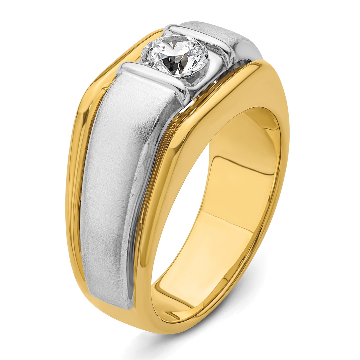 14k Two-tone Two Tone 3/4 Ct. Lab Grown Diamond VS/SI+ G+ Polished and Satin Men's Ring