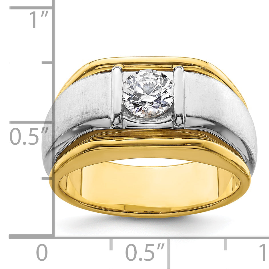 14k Two-tone Two Tone 3/4 Ct. Lab Grown Diamond VS/SI+ G+ Polished and Satin Men's Ring