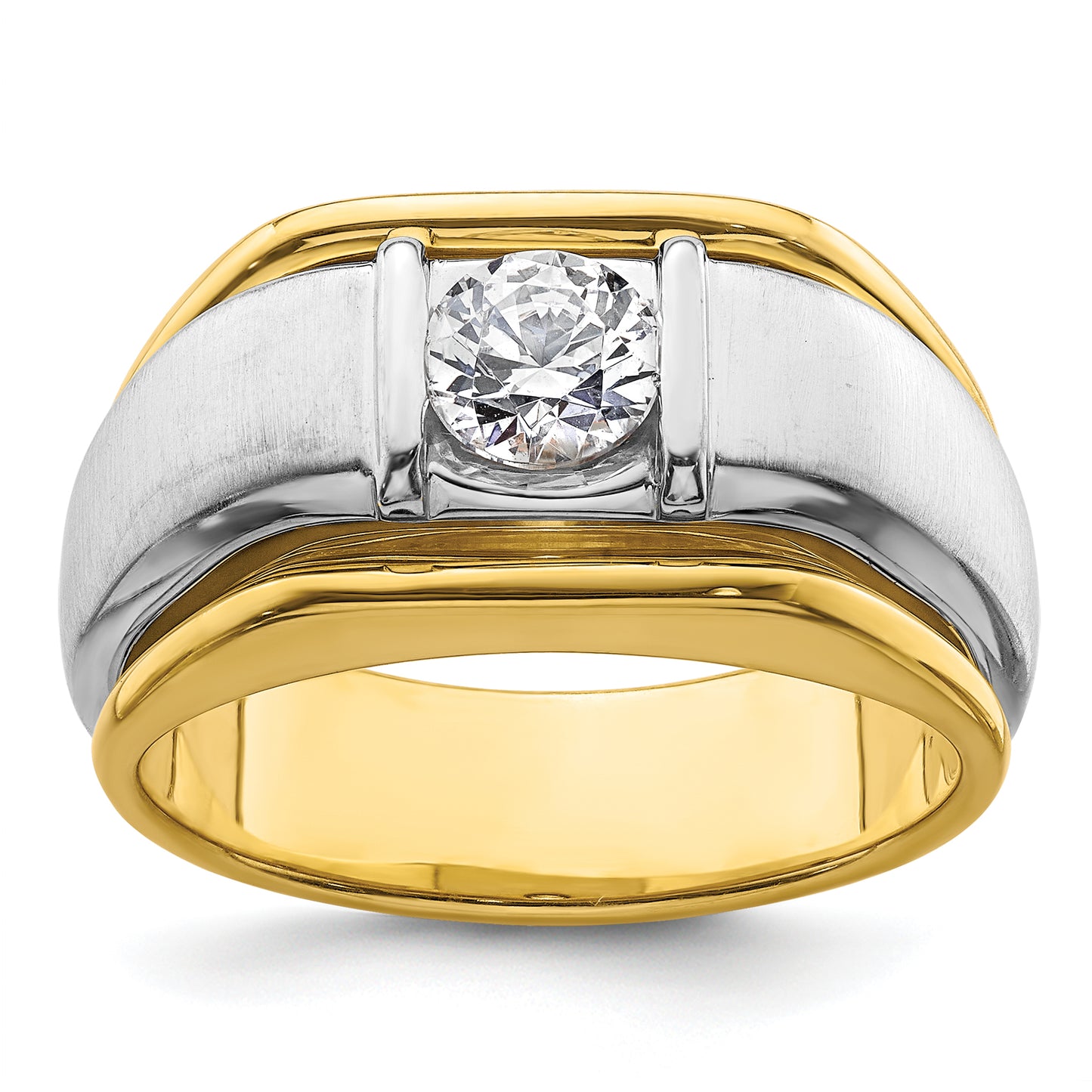 14k Two-tone Two Tone 3/4 Ct. Lab Grown Diamond VS/SI+ G+ Polished and Satin Men's Ring