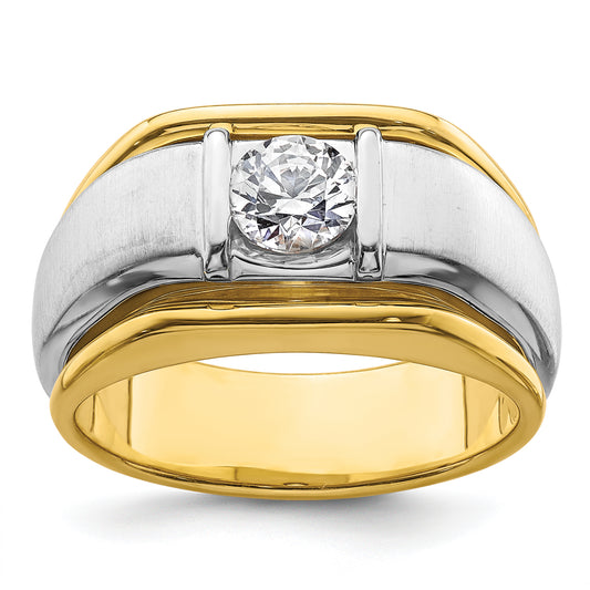 14k Two-tone Two Tone 3/4 Ct. Lab Grown Diamond VS/SI+ G+ Polished and Satin Men's Ring