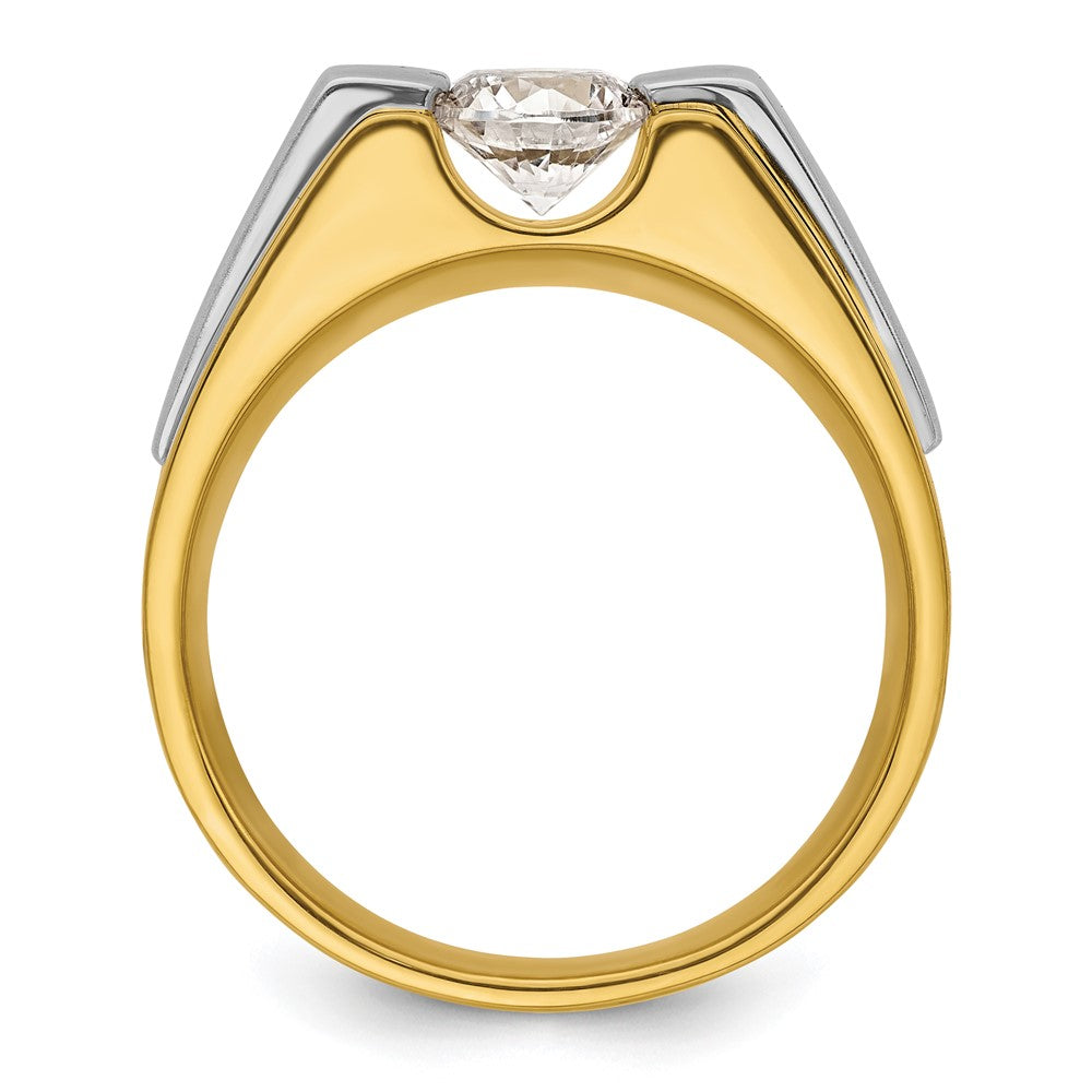 14k Two-Tone 1 Ct. Lab Grown Diamond VS/SI+ G+ Polished and Satin Men's Ring