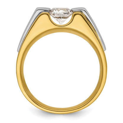 14k Two-Tone 1 Ct. Lab Grown Diamond VS/SI+ G+ Polished and Satin Men's Ring