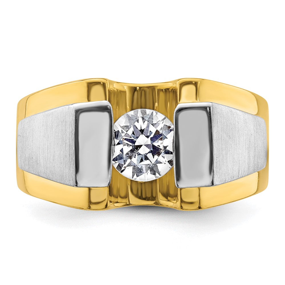 14k Two-Tone 1 Ct. Lab Grown Diamond VS/SI+ G+ Polished and Satin Men's Ring