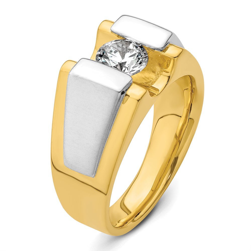 14k Two-Tone 1 Ct. Lab Grown Diamond VS/SI+ G+ Polished and Satin Men's Ring