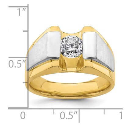14k Two-Tone 1 Ct. Lab Grown Diamond VS/SI+ G+ Polished and Satin Men's Ring