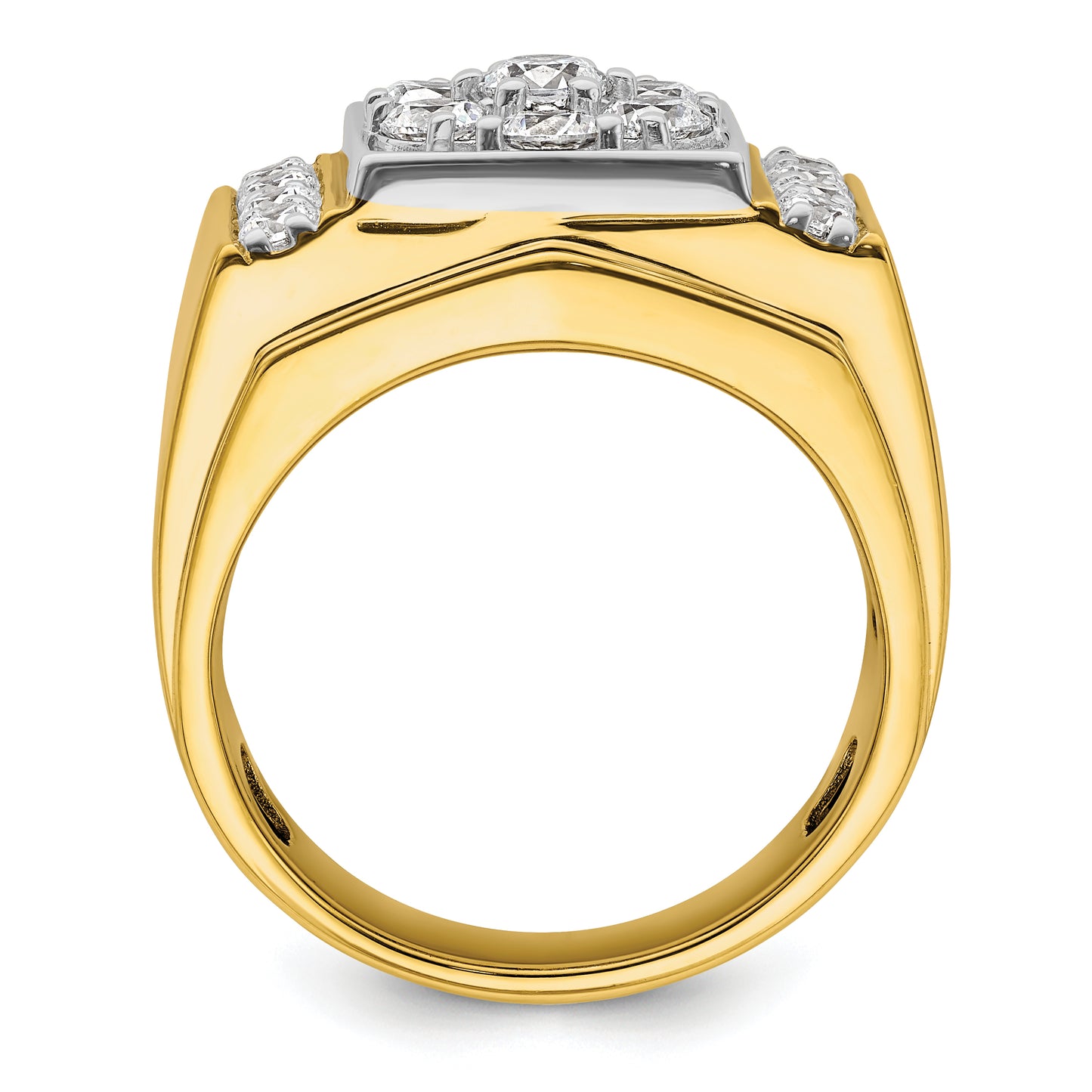 14k Two-tone Two Tone 1 3/4 Ct. Lab Grown Diamond VS/SI+ G+ Men's Polished and Satin Cluster Ring