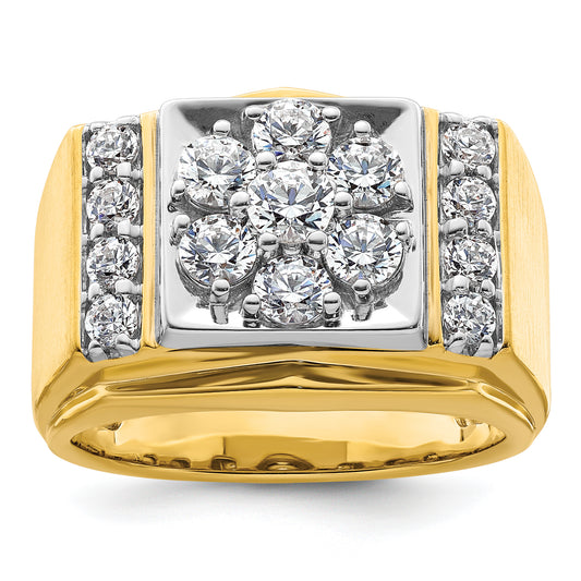 14k Two-tone Two Tone 1 3/4 Ct. Lab Grown Diamond VS/SI+ G+ Men's Polished and Satin Cluster Ring