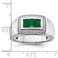 14k White Gold 1/3 Ct. Lab Grown Diamond VS/SI+ G+ and Created Emerald Men's Ring