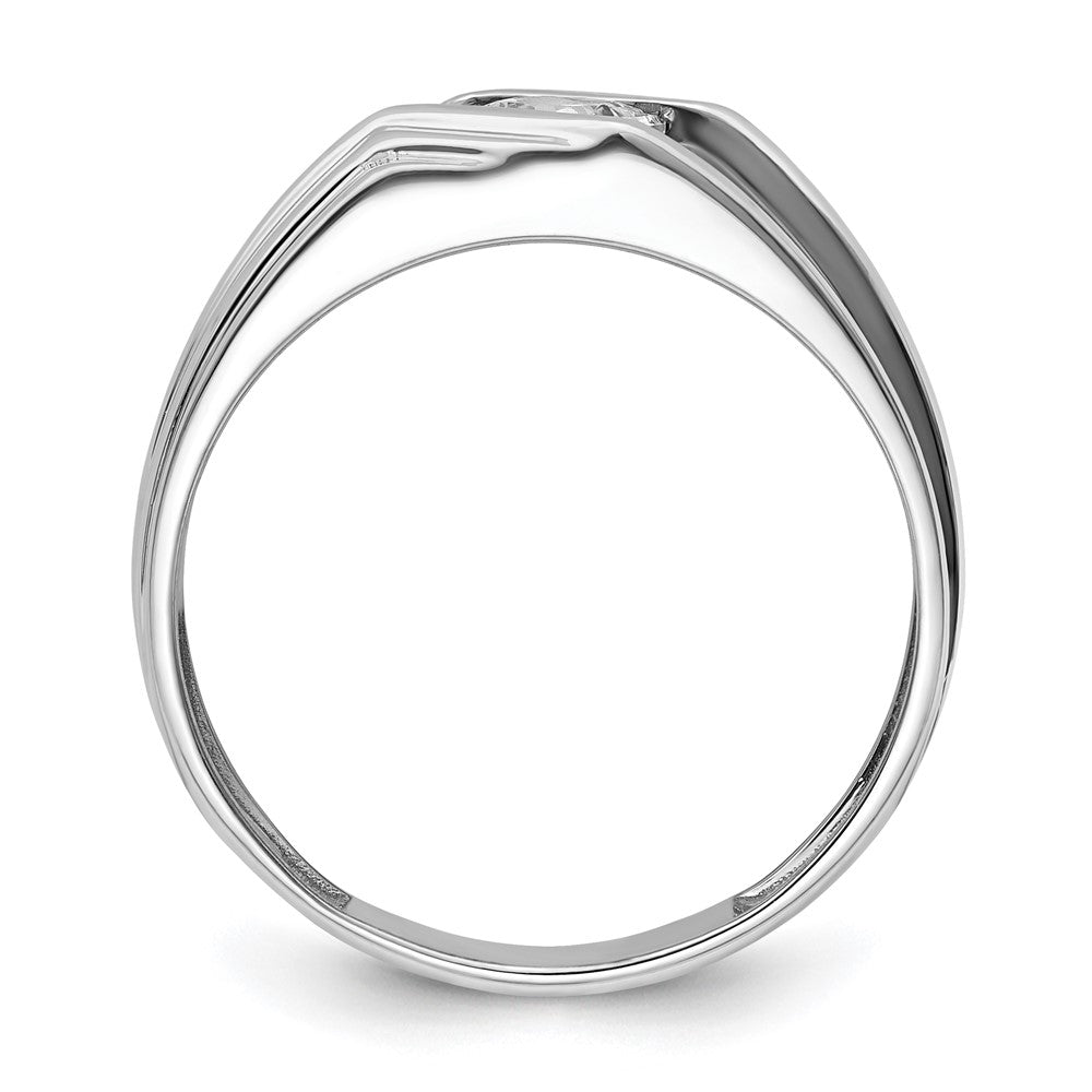 14k White Gold with Black Rhodium 1/2 Ct. Lab Grown Diamond VS/SI+ G+ Complete Satin Men's Ring