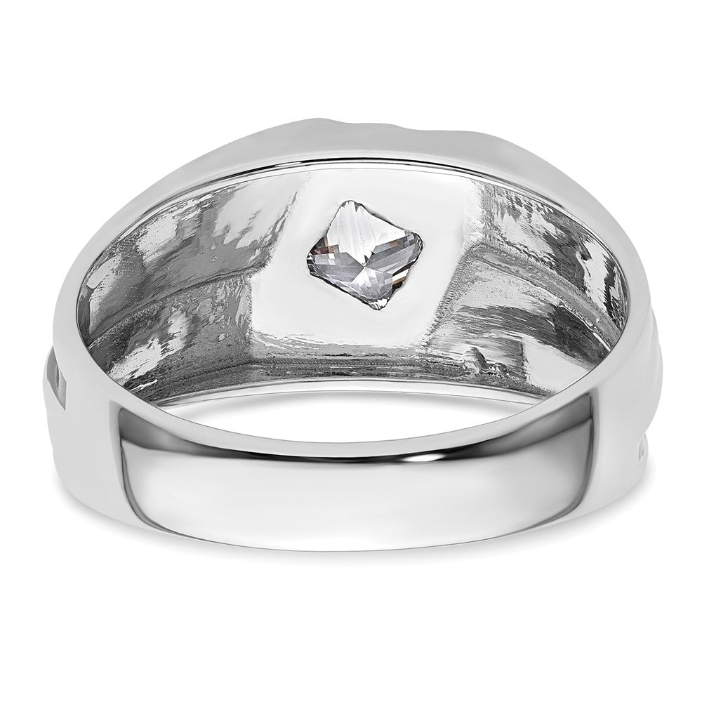 14k White Gold with Black Rhodium 1/2 Ct. Lab Grown Diamond VS/SI+ G+ Complete Satin Men's Ring