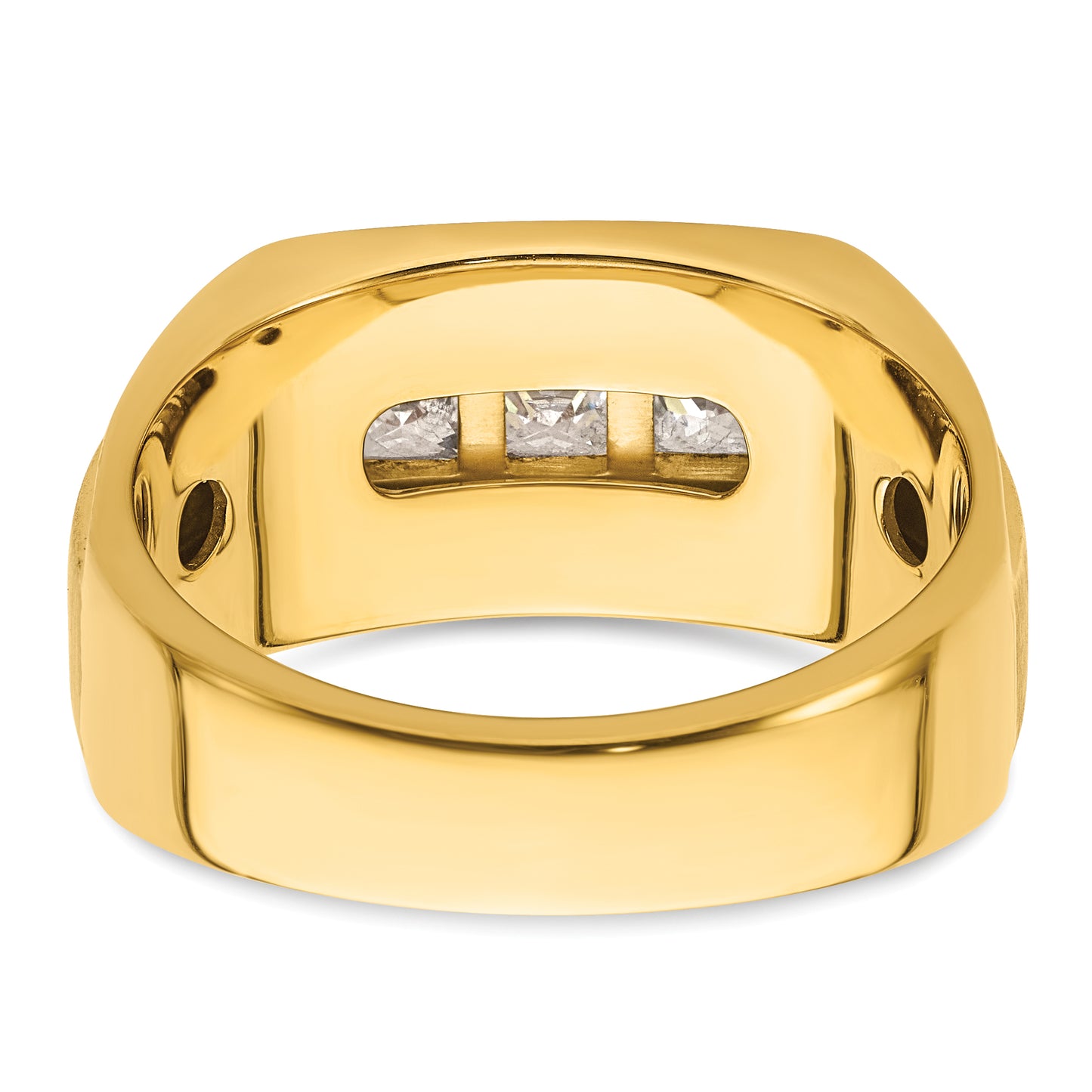 14k Yellow Gold 1 1/8 Ct. Lab Grown Diamond VS/SI+ G+ Polished and Satin Men's Ring