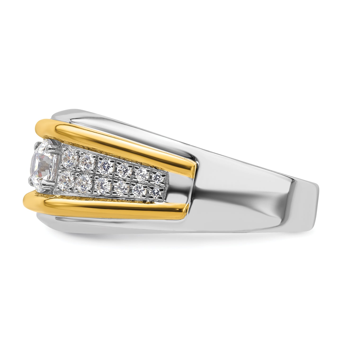 14k Two-tone Two Tone 1/2 Ct. Lab Grown Diamond VS/SI+ G+ Three Stone Men's Ring