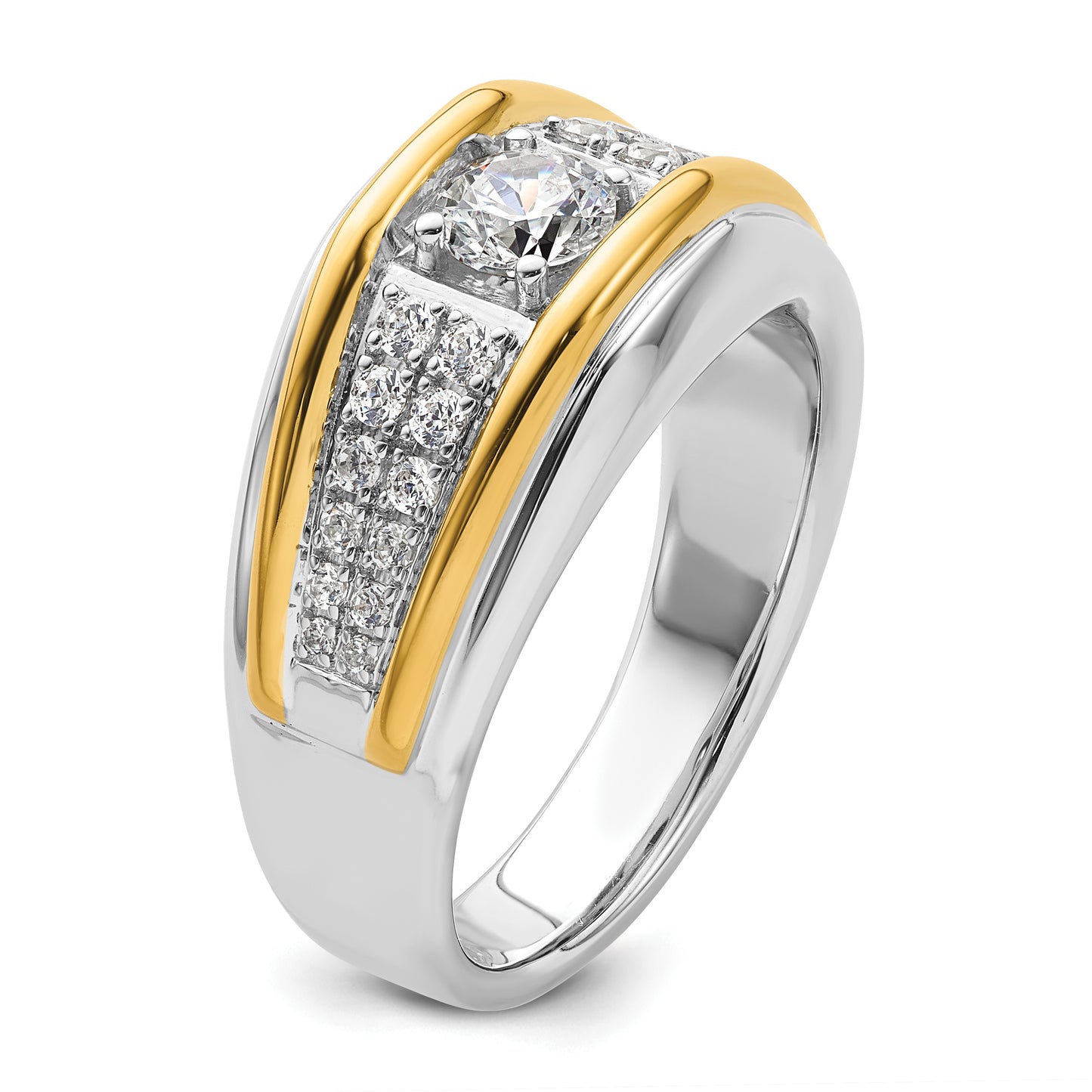 14k Two-tone Two Tone 1/2 Ct. Lab Grown Diamond VS/SI+ G+ Three Stone Men's Ring