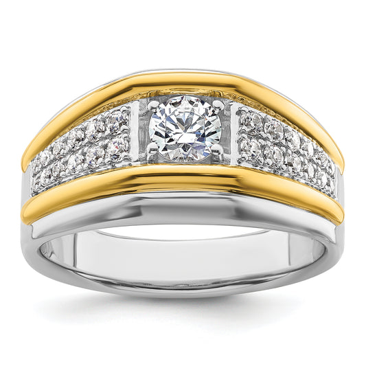 14k Two-tone Two Tone 1/2 Ct. Lab Grown Diamond VS/SI+ G+ Three Stone Men's Ring