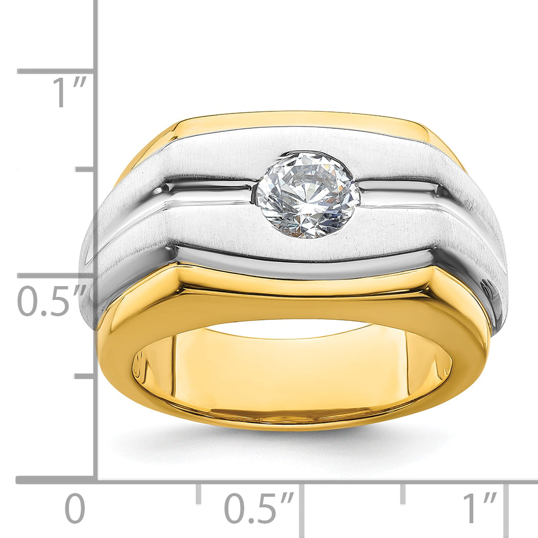 14k Two-tone Two Tone 1 Ct. Lab Grown Diamond VS/SI+ G+ Polished and Satin Men's Ring