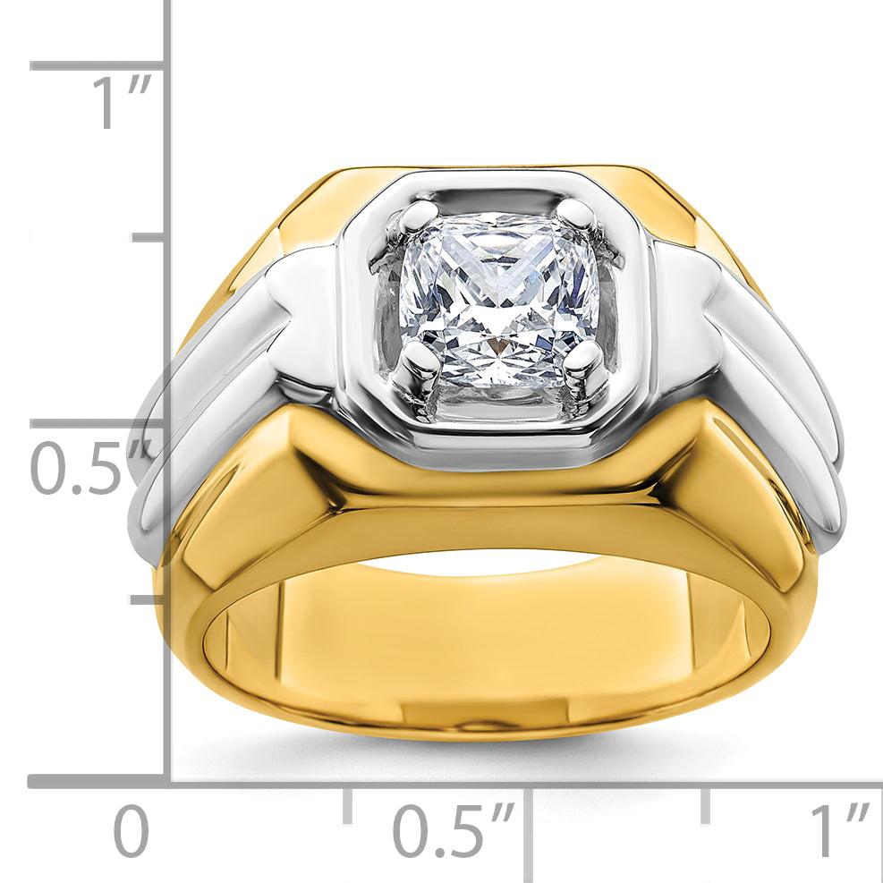 14k Two-tone Two Tone 1 1/2 Ct. Lab Grown Diamond VS/SI+ G+ Polished Men's Ring