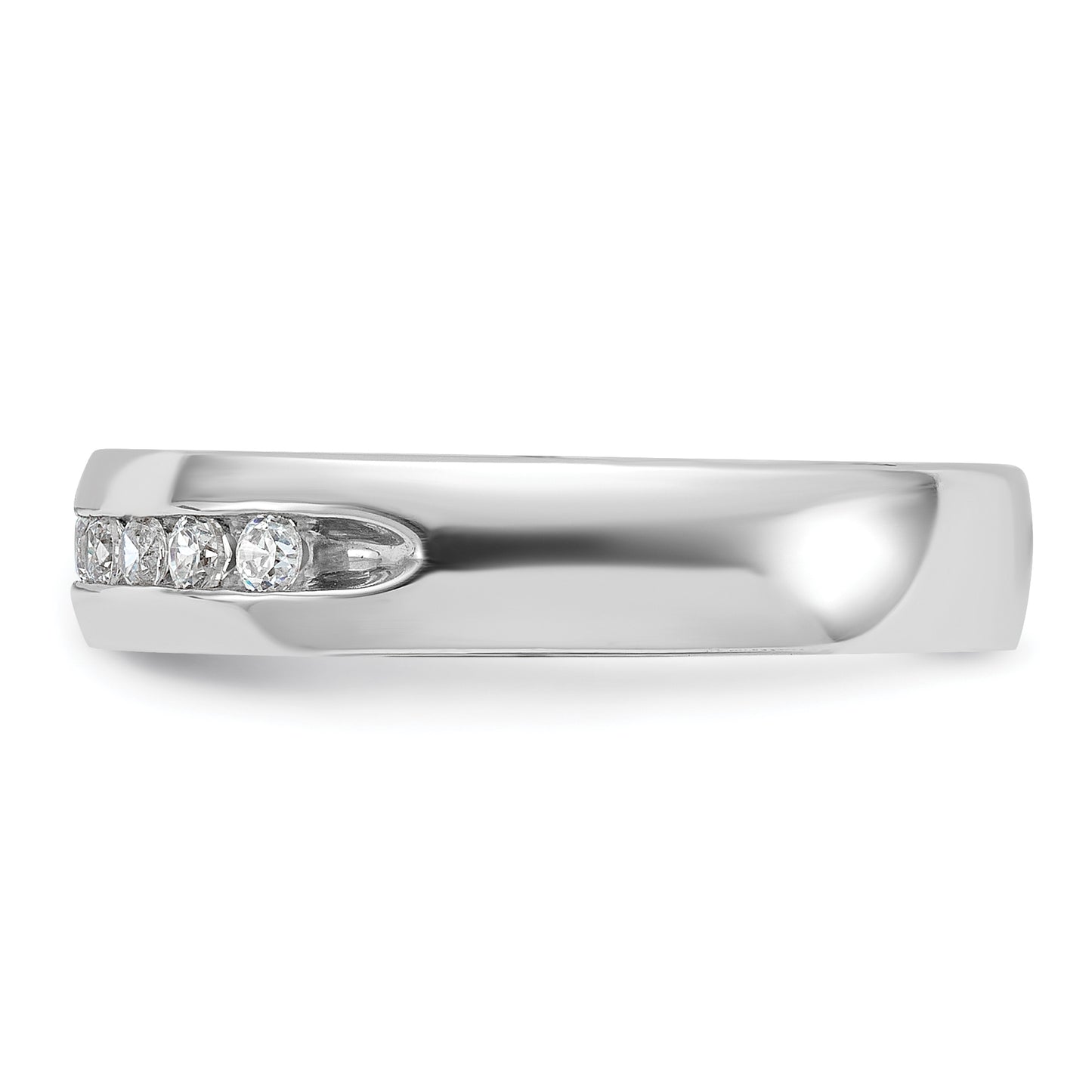 14k White Gold 1/4 Ct. Lab Grown Diamond VS/SI+ G+ Nine Stone Polished Men's Ring