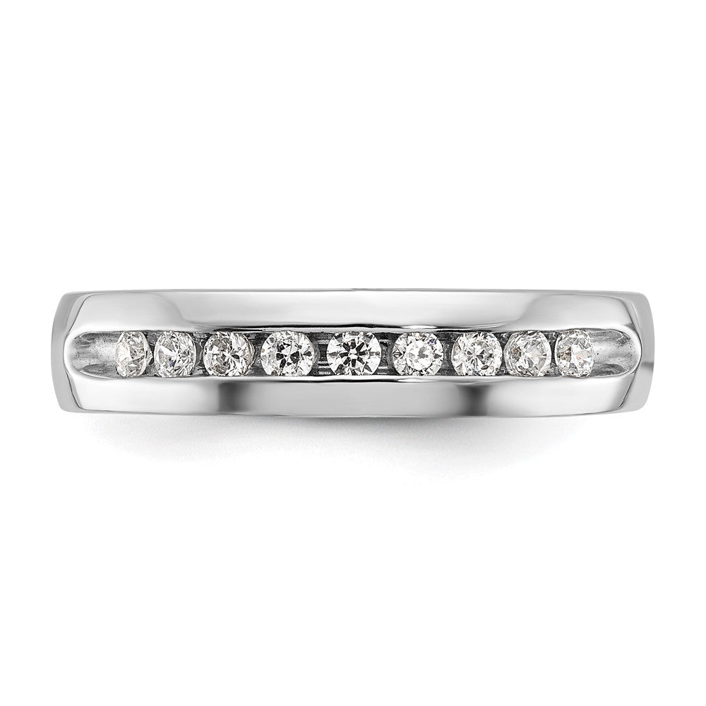 14k White Gold 1/4 Ct. Lab Grown Diamond VS/SI+ G+ Nine Stone Complete Polished Men's Ring