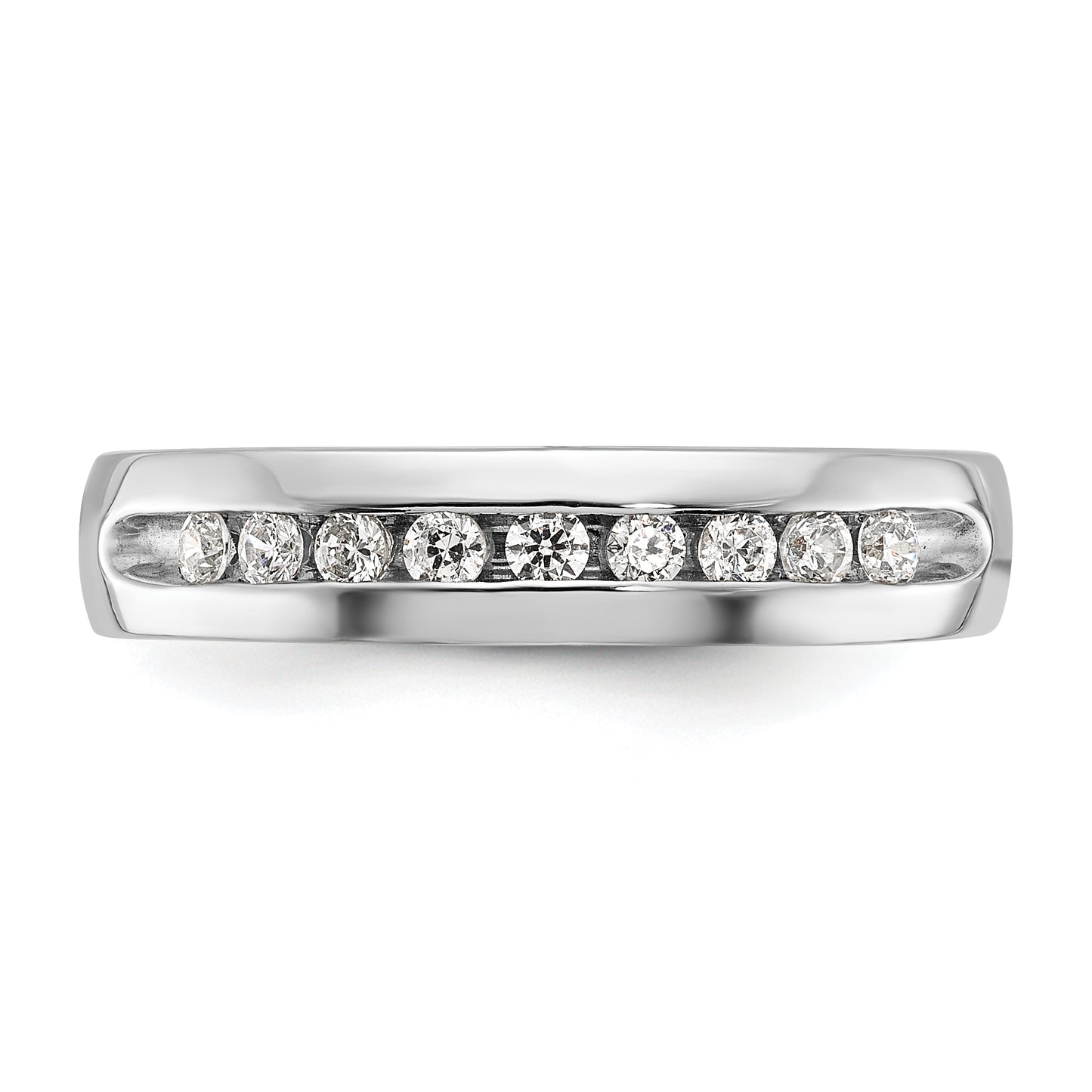 14k White Gold 1/4 Ct. Lab Grown Diamond VS/SI+ G+ Nine Stone Polished Men's Ring