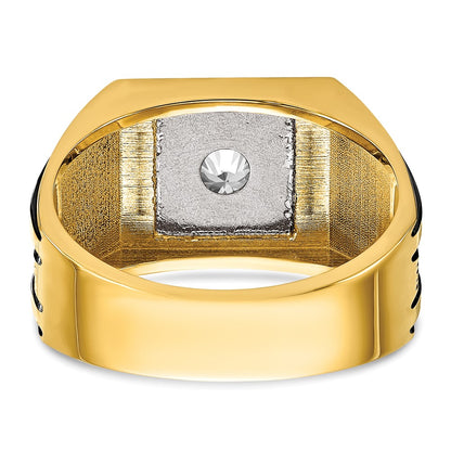14k Two-tone  Two Tone with Black Rhodium 1 Ct. Lab Grown Diamond VS/SI+ G+ Complete Polished and Satin Men's Ring