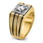 14k Two-tone Two Tone with Black Rhodium 1 Ct. Lab Grown Diamond VS/SI+ G+ Polished and Satin Men's Ring