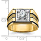 14k Two-tone Two Tone with Black Rhodium 1 Ct. Lab Grown Diamond VS/SI+ G+ Polished and Satin Men's Ring