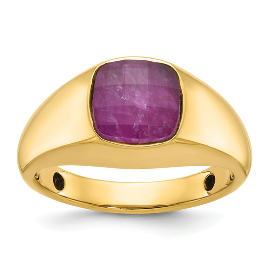 10K Yellow Gold Ibgoodman Men'S Ruby Doublet Stone Complete Ring