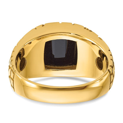 10K Yellow Gold Ibgoodman Men'S Polished And Nugget Textured Gemstone Ring Mounting