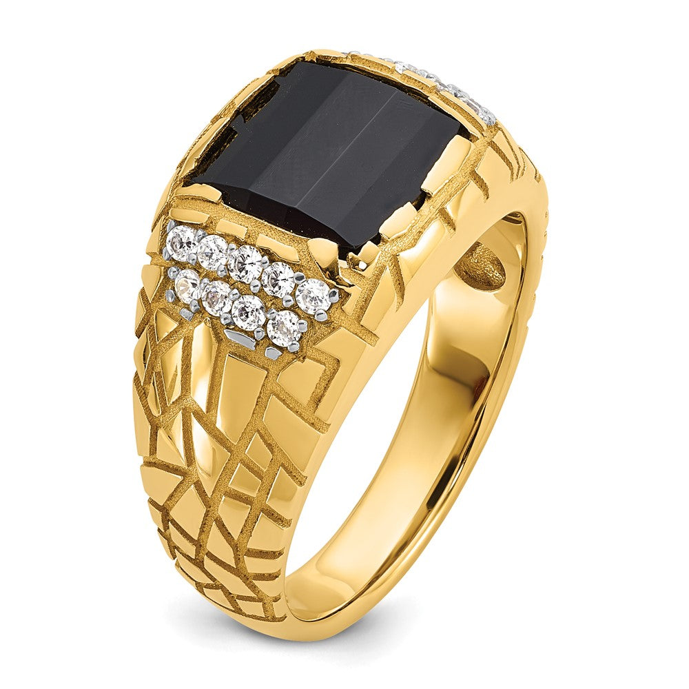 10K Yellow Gold Ibgoodman Men'S Polished And Nugget Textured Gemstone Ring Mounting