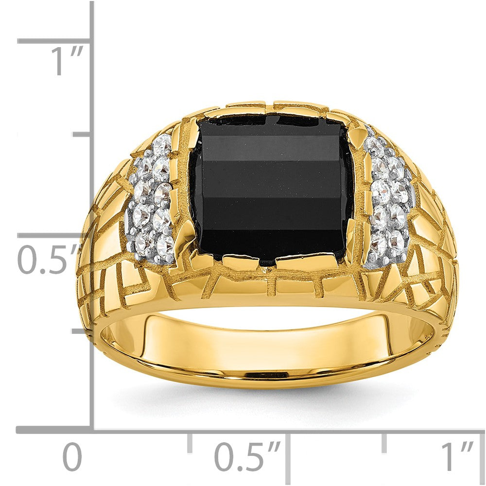 10K Yellow Gold Ibgoodman Men'S Polished And Nugget Textured Gemstone Ring Mounting