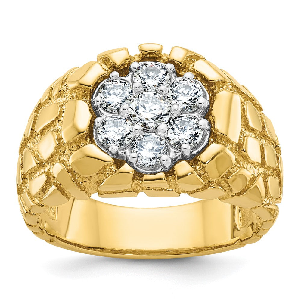 10K Two-Tone Men'S Yellow Gold Nugget Cluster Ring Mounting