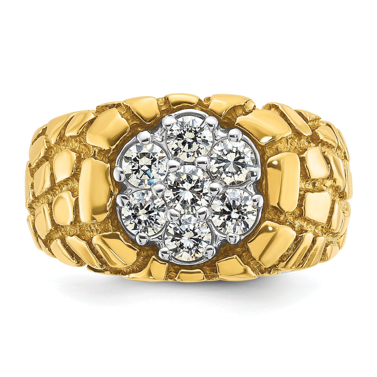 14k Two-Tone 1 Ct. Lab Grown Diamond VS/SI+ G+ Men's Textured Cluster Nugget Ring