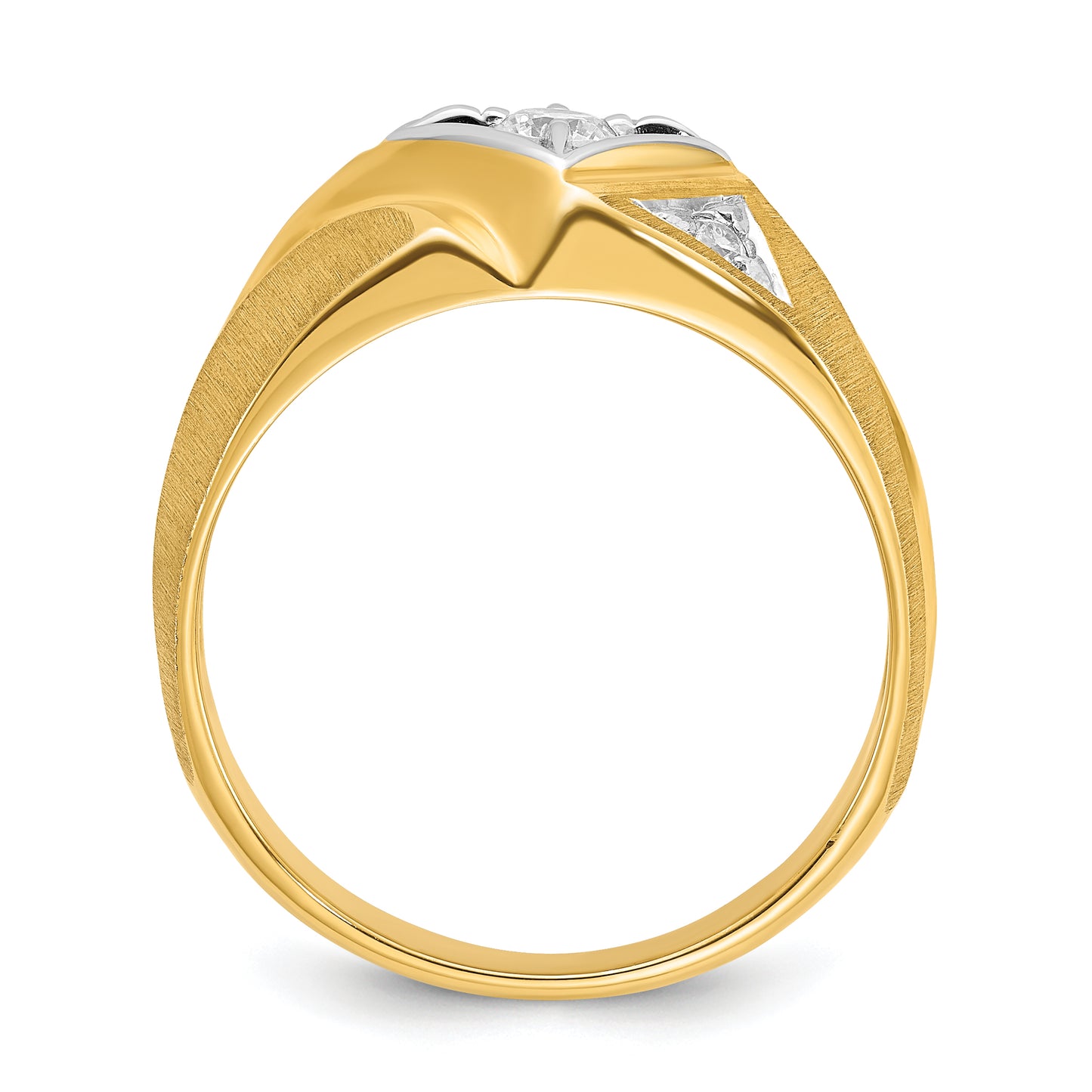 14k Two-Tone Men's Satin Lab Grown VS/SI FGH Diamond Ring