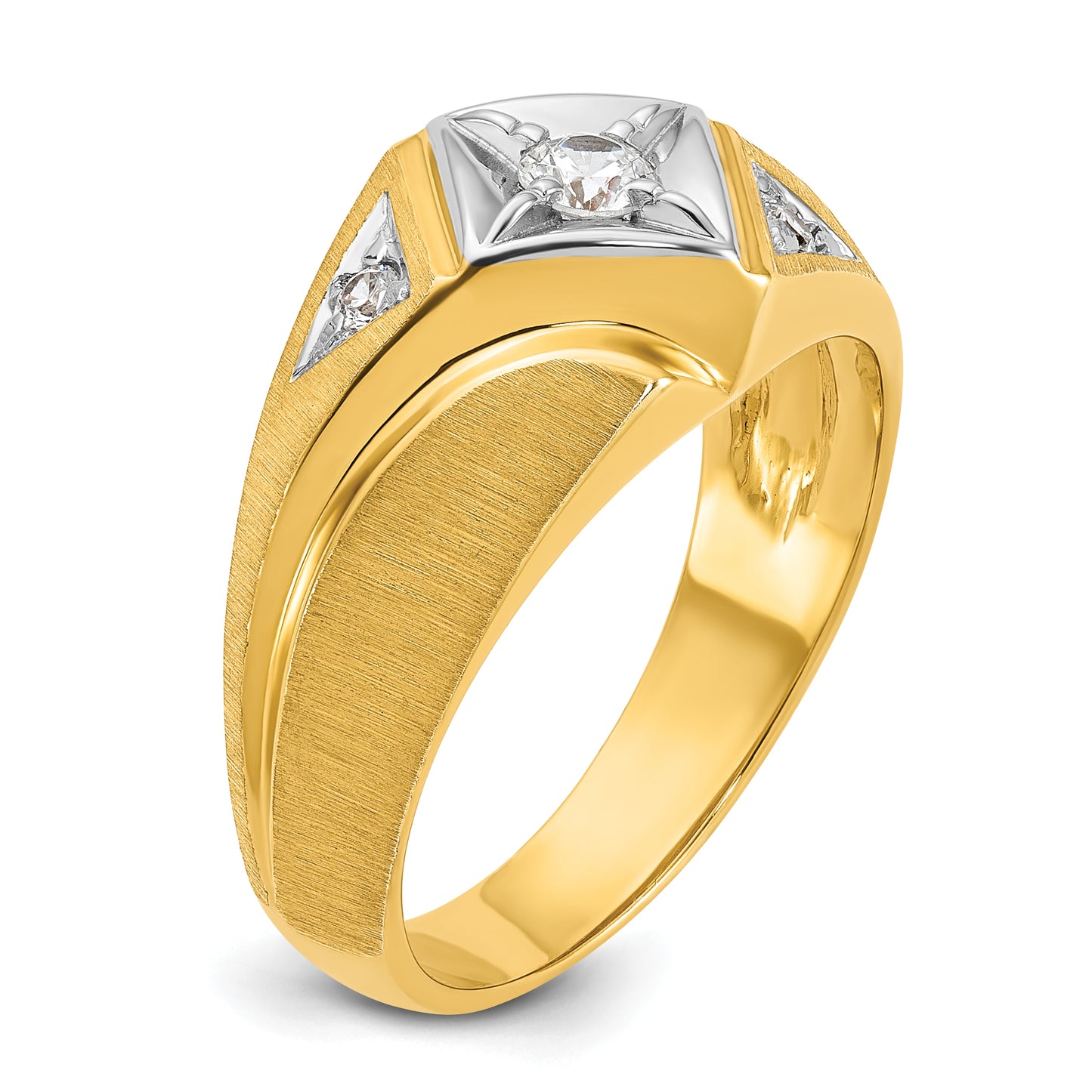 14k Two-Tone Men's Satin Lab Grown VS/SI FGH Diamond Ring