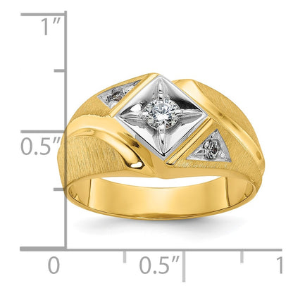 14k Two-Tone  Men's Satin Lab Grown VS/SI FGH Dia Complete Ring